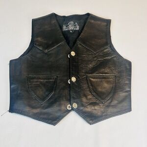 Leather King Childs Leather Biker Vest Size Large See Measurements